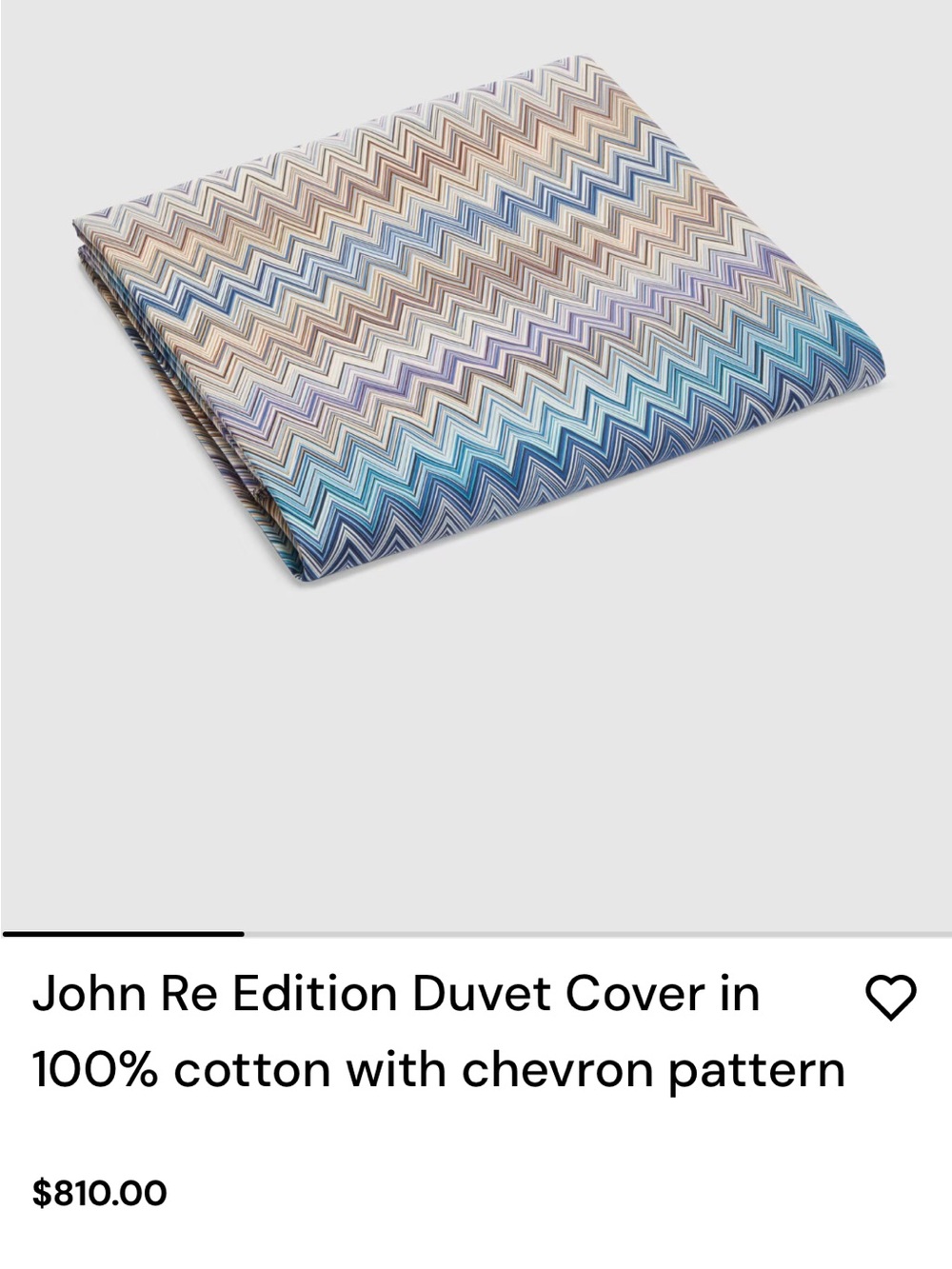 Missoni Zigzag Chevron Duvet Cover in Blue, Tan, Lavender